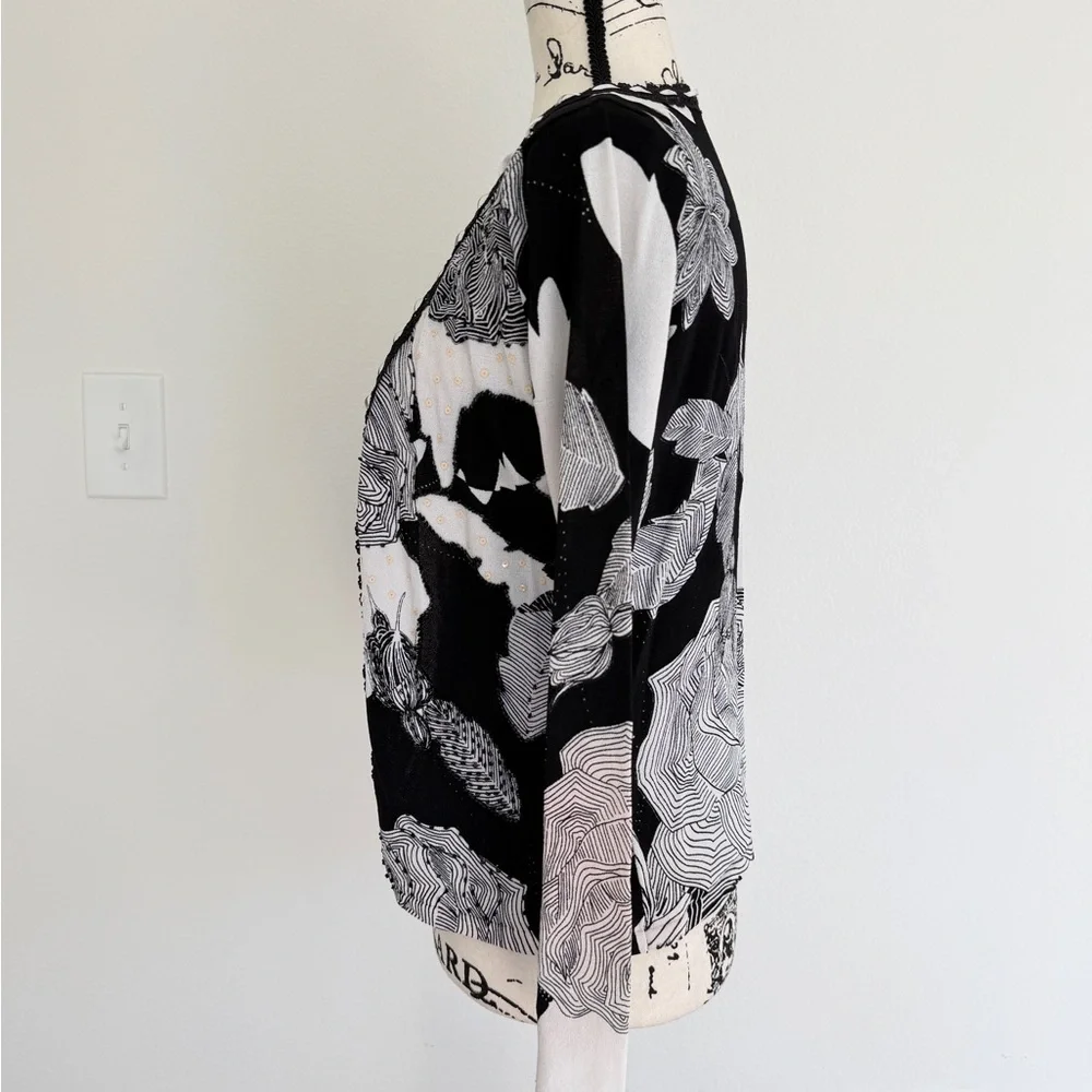 Alberto Makali Monochrome Floral Open Cardigan & Tank Top Set Sz M Romantic - Picture 7 of 16